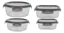 Comprar Kit 4 Recipientes Vidrio Pirex Micro Horno Frezzer Taper Color Transparente