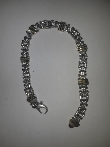 Pulsera En Plata Y Oro Con Cierre Tipo Mosqueton