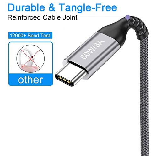 Cable Usb C A Usb C De 10 Pies, Paquete De 2 Unidades, Carga