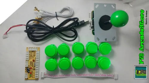 Kit Arcade Completo Zero Delay Sanwa Genérico Verde