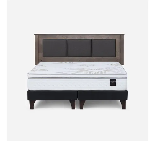 Cama Europea Art 4 King 180x200 Cm + Respaldo Rachel Gris