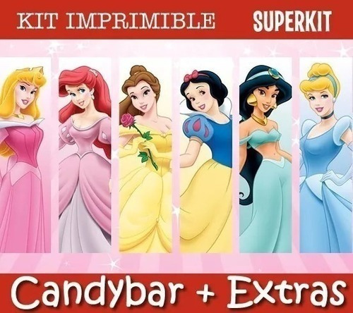 Kit Imprimible Princesas Disny - Candy Bar Invitaciones