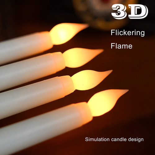 12 Velas Largas, Candelabro Led, Llama Oscilante