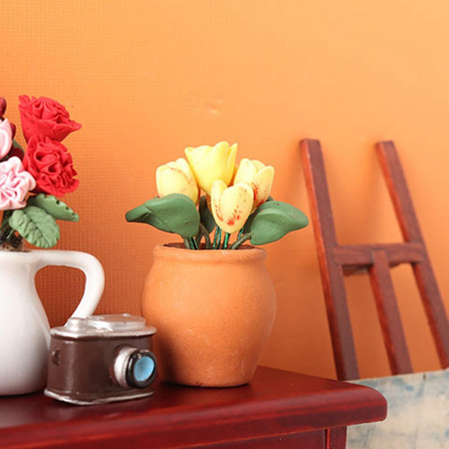 Mini Casa De Muñecas Modelo De Flor En Maceta Bonsái