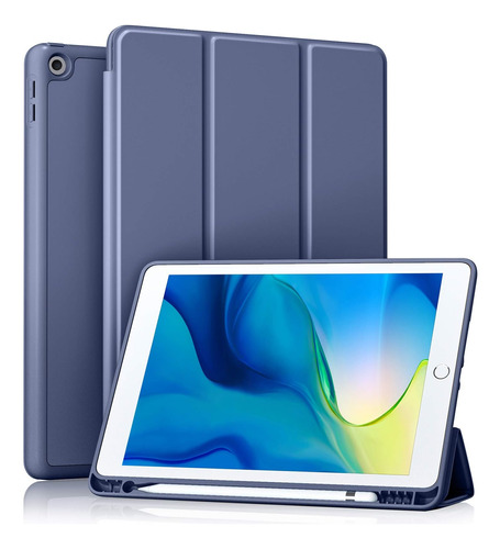 Funda iPad 10.2 Akkerds 9/8/7 Gen Soporte Lápiz Azul/gris
