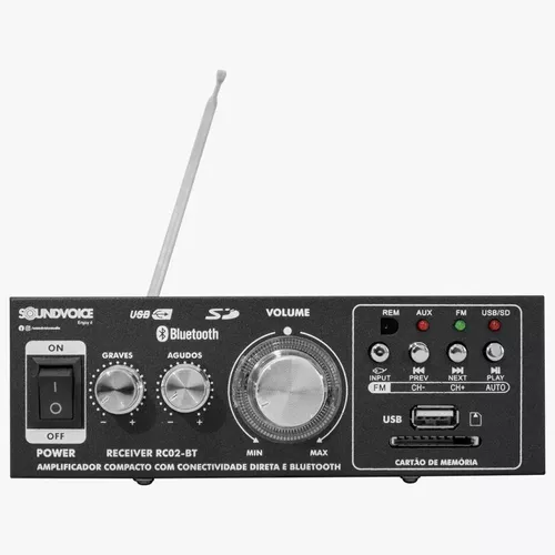 Amplificador de Som Receiver Ambiente Karaokê Áudio Stereo