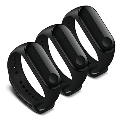 Kit 5 Pulseiras Silicone Preta Corrida Para Mi Band 3 4