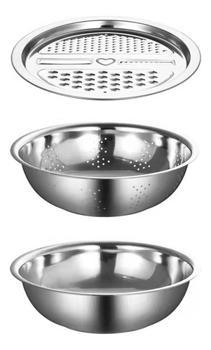 3 In 1 Gadgets Stainless Steel Basin With Grater 26cm