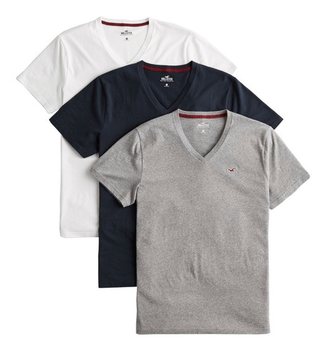 Kit 3 Camisetas Hollister Masculina Original Importada M P19