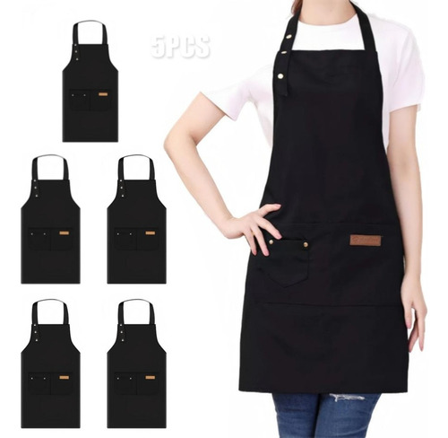 5 Pzs Mandil Cocina Chef Delantal Ajustable Multiusos