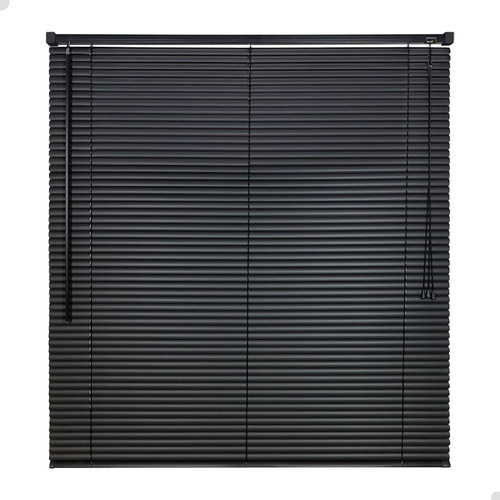 Persiana Horizontal 100x130cm Pvc 25mm Cortina Sala Quarto Cor Preto