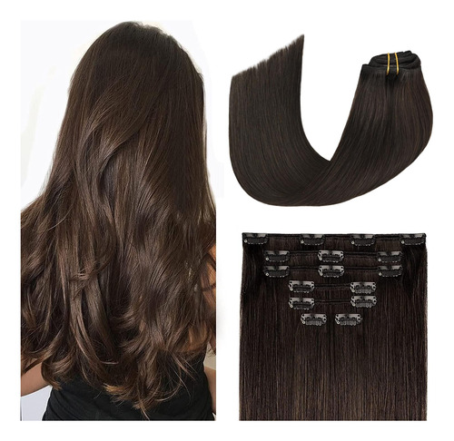 Clip En Extensiones De Cabello Cabello Humano Real 70g Marro