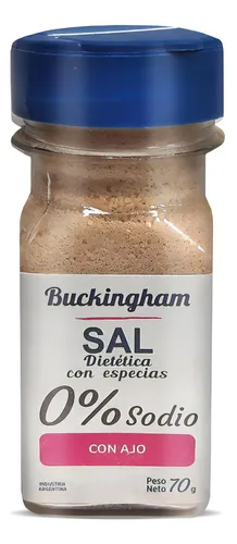 Sal Dietetica Con Ajo Buckingham Sin Sodio Especias 70g X2