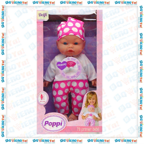 Imagen 6 de 7 de Muñeca Bebote Poppi Rie Llora 41cm Mi Primer Bebe + Sonidos