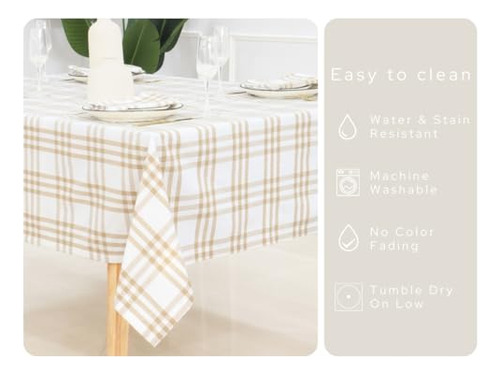 Mantel A Cuadros Impermeable Para Picnic, 132 X 132 Cm Bei