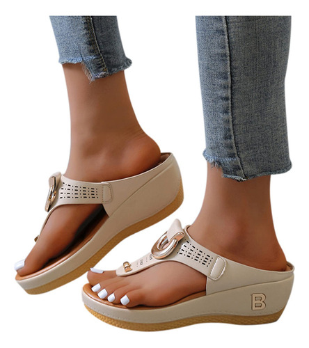 Sandalias De Cuña De Verano Para Mujer, Zapatos Con Platafor