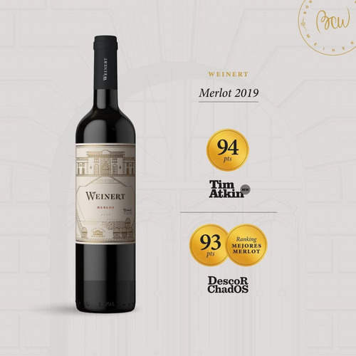 Imagen 2 de 10 de Vino Weinert Merlot Caja X 6 X 750ml.