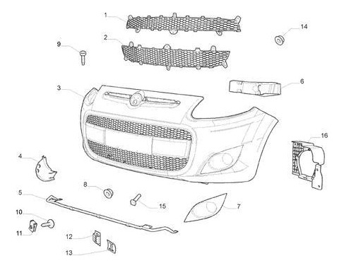 Moldura Inferior Paragolpe Delantero Fiat