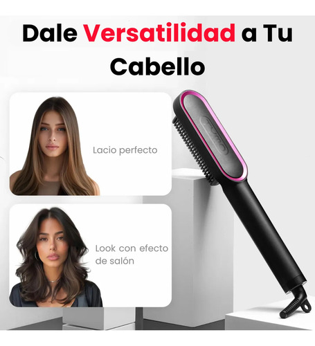 Cepillo Peine Alaciador Eléctrico Tymo Ring Plancha Alisador Profesional Para Cabello Antiquemaduras Negro Y Púrpura