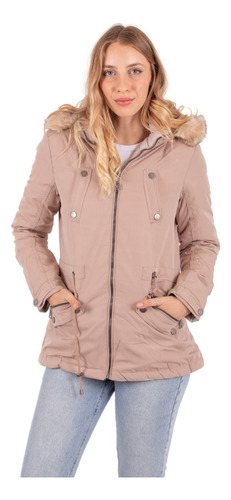 Campera Mujer Reversible Inflada Con Peluchito Abrigada