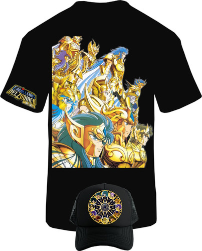 Camiseta Manga Cort Caballeros Zodiaco Dorado Obsequio Gorra