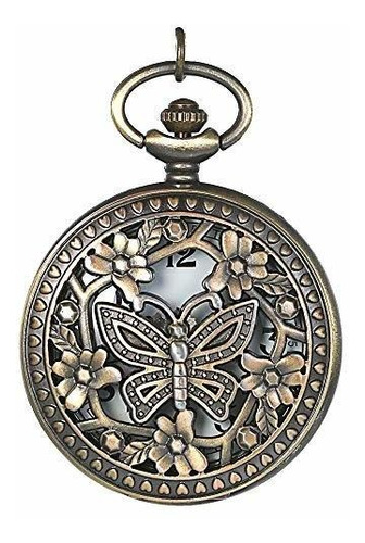 Jewelrywe Reloj De Cuarzo De Bolsillo Con Diseño De Flor De 