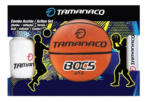 Combo Accion Balon Basket N°5 + Termo + Inflador Tamanaco 