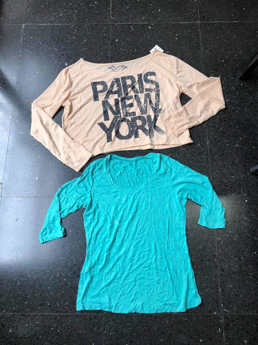 Lote De Remeras Verde Y Pupera Corta Estampada (7x)