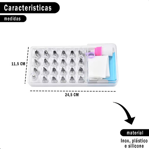 Jogo De Bicos Inox Kit Com 35 Peças Confeitar Bolo Tortas