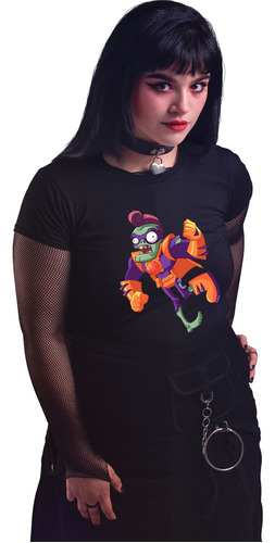 Negra Playera Panda Plantas Vs Zombies Heroes Cerebroz