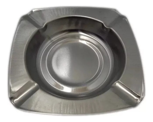 6 Cinzeiro De Inox Quadrado 12cm Kehome Cor Prateado Liso