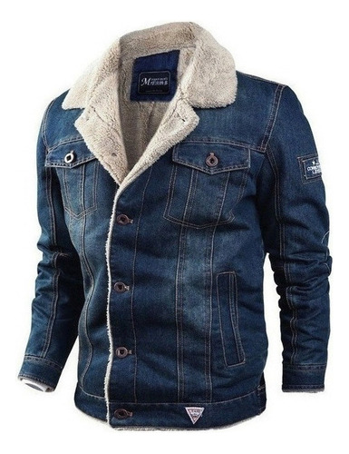 Chaqueta De Jean Casual De Peluche De Invierno Para Hom