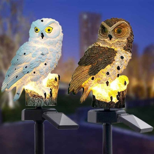 2 Unids Búho Jardín Luces Solares Al Aire Libre Lámpara Led