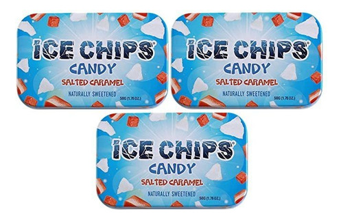 Ice Chips Xylitol Caramelo Tins (salados Caramelo, 3 Pack) -