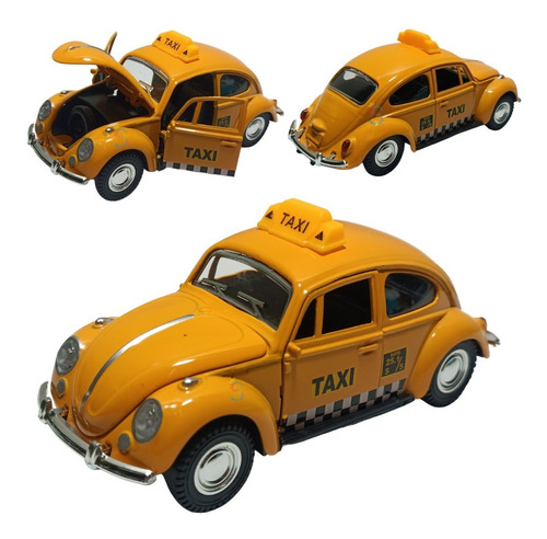 Carrinho Miniatura Metal Taxi Fusca Decoração Coleção Natal