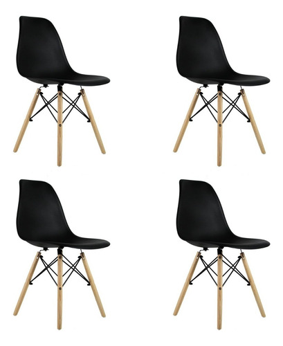 Set 4 Sillas Eames Mundo In Comedor Restaurante Color de la estructura de la silla Negro