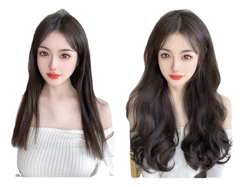 Extensiones De Cabello Ondulado 45cm Castaño Negro Clip