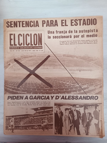 Revista El Ciclon N` 619 26/7 1971 . Sanlorencista V. Luro 