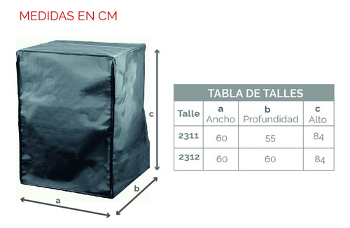 Imagen 4 de 6 de Funda Para Lavarropas Frontal Costuras Selladas Impermeable
