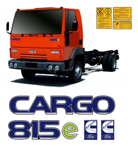 Kit Com 4 Adesivos Caminhão Cargo 815e Cummins Ford Resinado