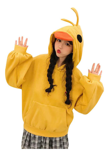 Sudadera Mujer Con Capucha Patos Fofos Manga Obispo Con