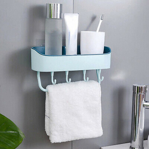 1pcs Punch-free Plastic Shelf Bathroom Accessories(blue)