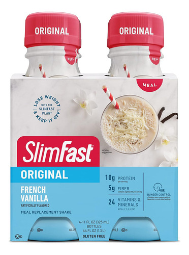 Slimfast Bebida Proteica Con Vitaminas 4 Pzs Sabor French Vainilla