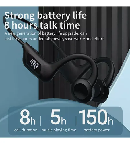 Auriculares Conducción Ósea Inalámbricos Bluetooth Deporte Negro