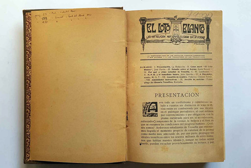 Loto Blanco Anuario De Teosofia Barcelona 1917 Blavatsky (Usado)
