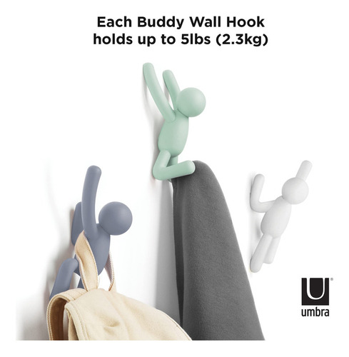 Perchero Pared De Plastico Gancho De Pared Umbra Buddy