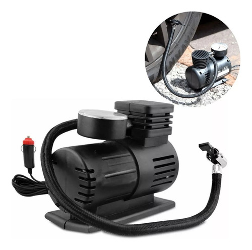 Mini Compressor Automotivo Com Manômetro 250psi 250w 12v