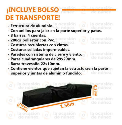 Imagen 3 de 7 de Gazebo Aluminio Plegable 3x3 Outdoorz 3 Laterales Carpa 9030