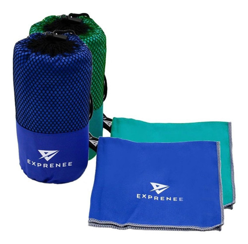 Imagen 1 de 6 de Set 3 Toalla Microfibra Natacion Viaje Pack 2 Azul Turquesa
