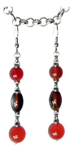 comprar Aros Largos-tres Modelos-granates, Ágatas, Ónix Para Elegir.